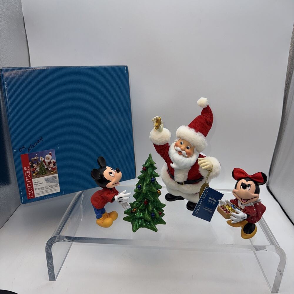 Disney Clothtique Possible Dreams "Santa's Final Touch" Figurines Set of 4 W/Box